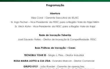 Workshop de Inovação e Competitividade da Região Vale do Itajaí e Vale do Itajaí Mirim