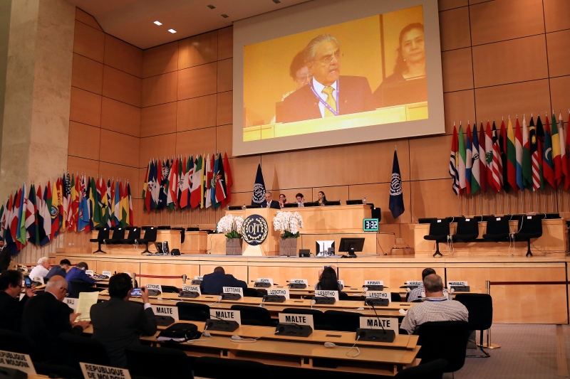 Na plenária, Andrade lembrou que o Brasil é um dos países que mais ratificou convenções da OIT. Foto: Guilherme Quiros.