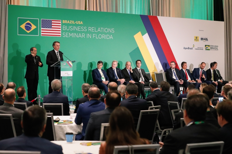 Presidente Jair Bolsonaro na abertura do seminário em Miami (foto: Alan Santos/Presidência da República)
